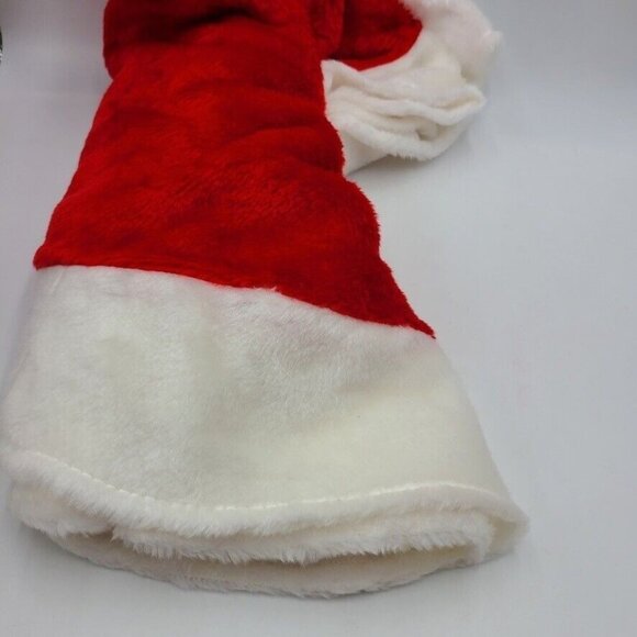 Vintage Christmas Tree Skirt Red White Trim Round Circle Plush Santa 48" New - Picture 4 of 4